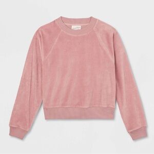 Universal Thread Women’s Leisure Studio Velour Pullover Sweatshirt Mauve Pink S
